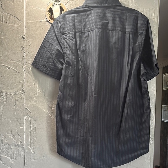 Black Casual Button Down Shirt with Vertical Stripes - Picture 2 of 9